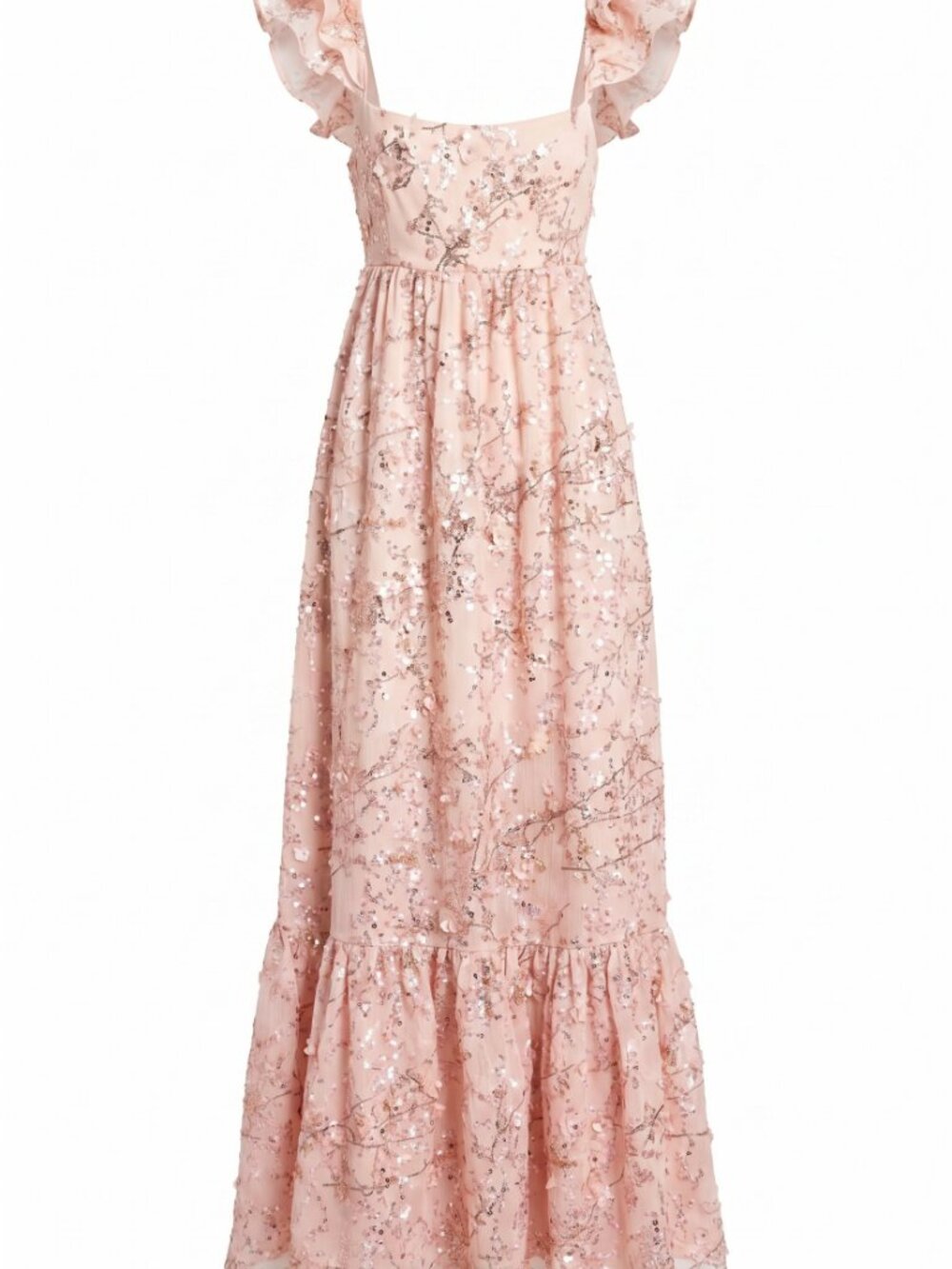 Elliatt Regina Pink 3D Flower & Sequin Embellished Ruffle Maxi Dress - Picture 5 of 6